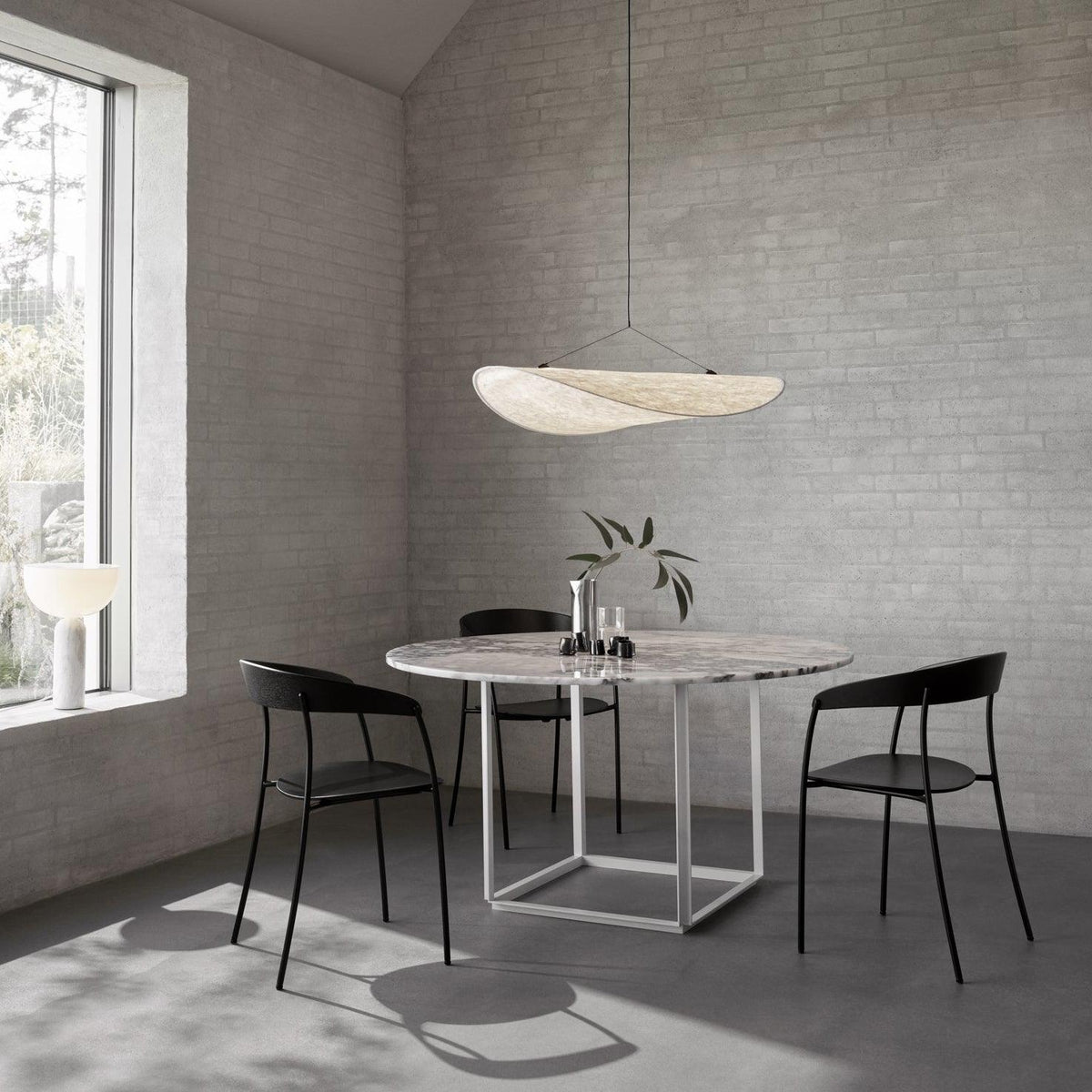 Larenol hanglamp van glas van papier en glasvezel