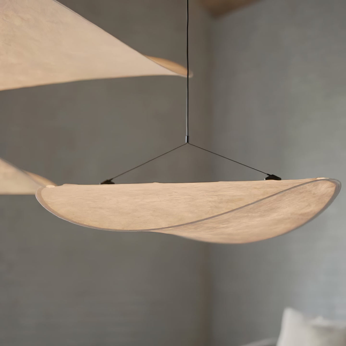 Larenol hanglamp van glas van papier en glasvezel