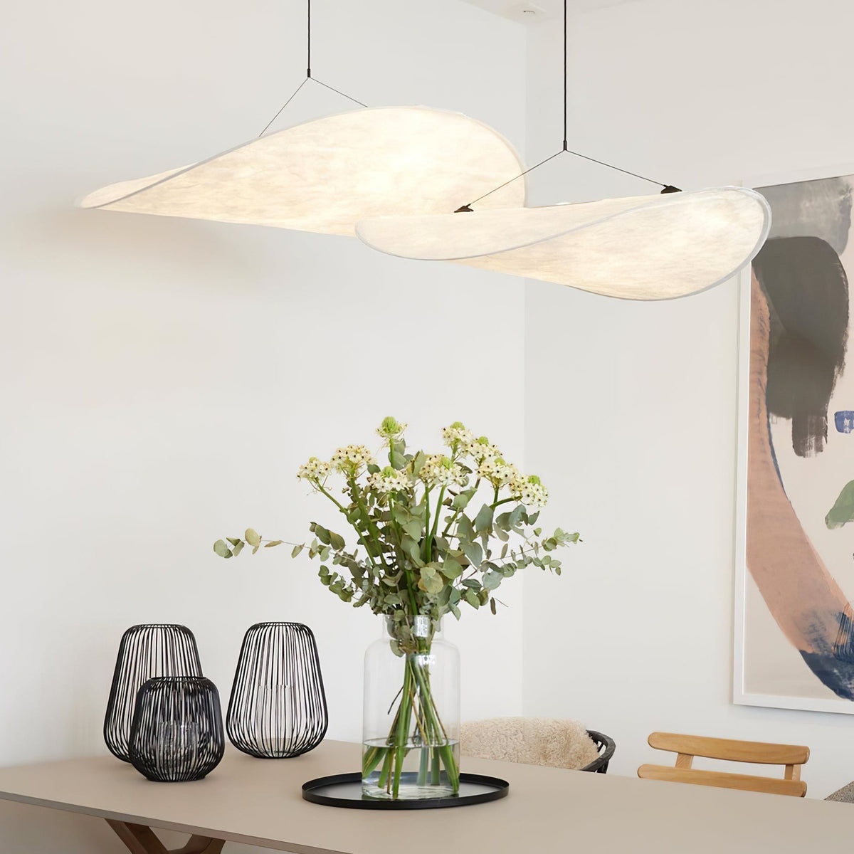 Larenol hanglamp van glas van papier en glasvezel