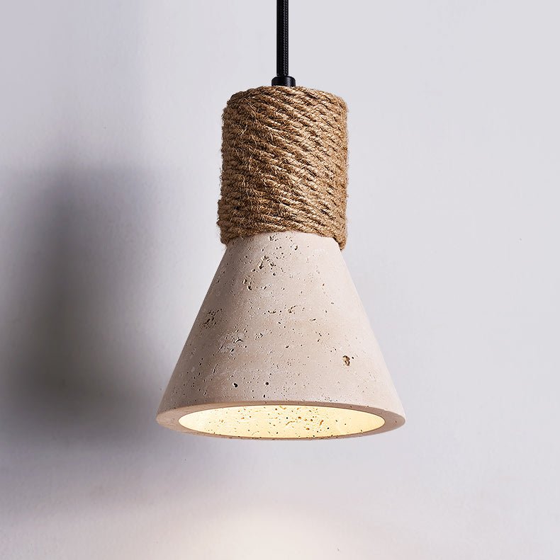 Taverette Vintage Geel Travertin Touw Hanglamp