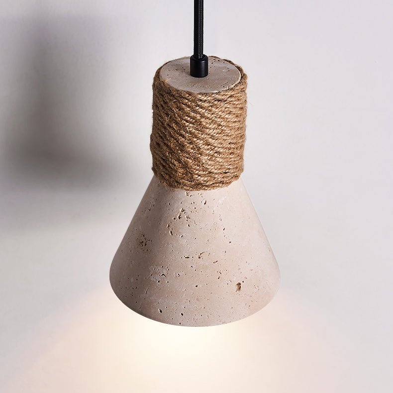 Taverette Vintage Geel Travertin Touw Hanglamp
