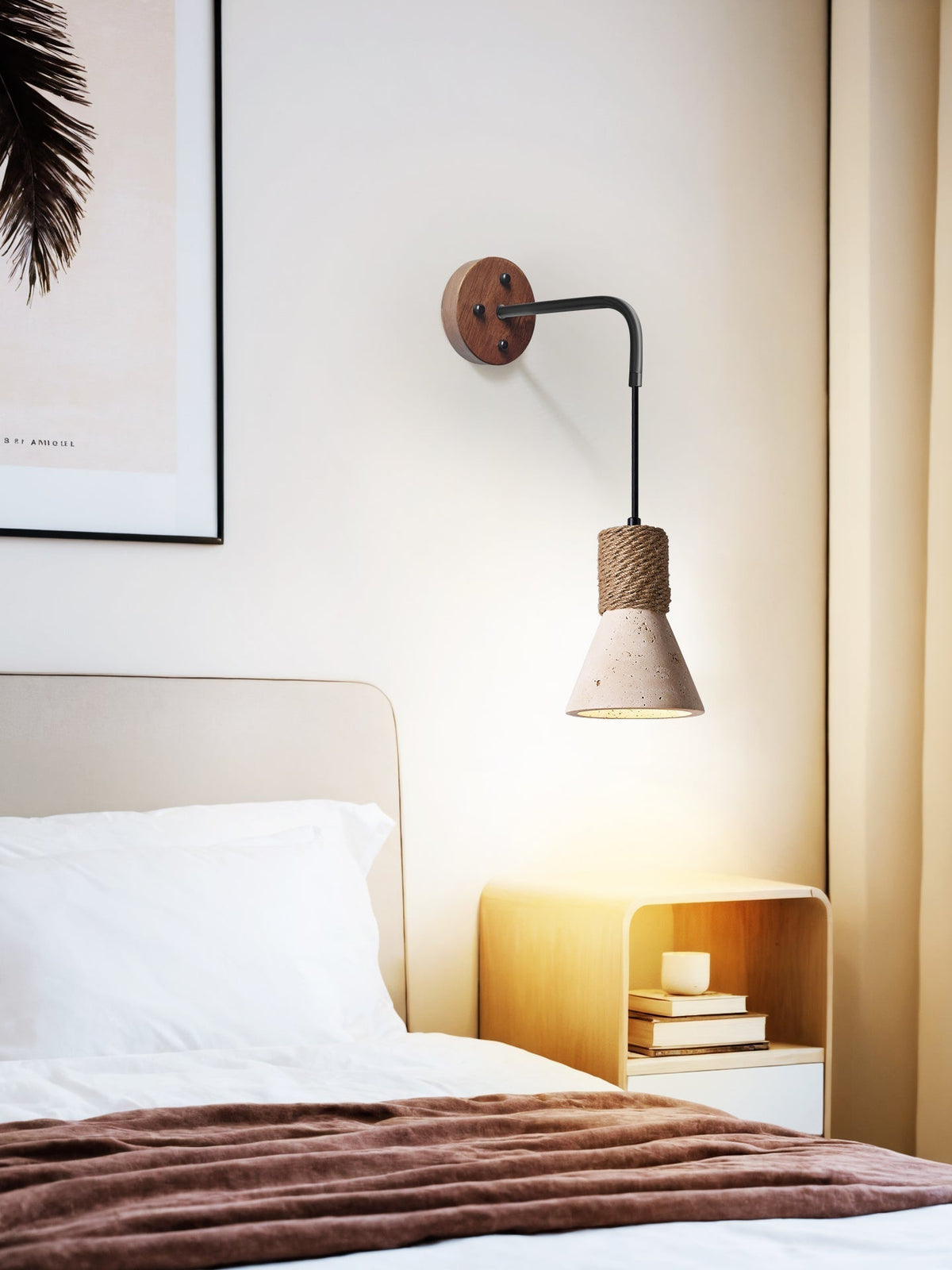 Litz Vintage Geel travertin Koor wandlamp