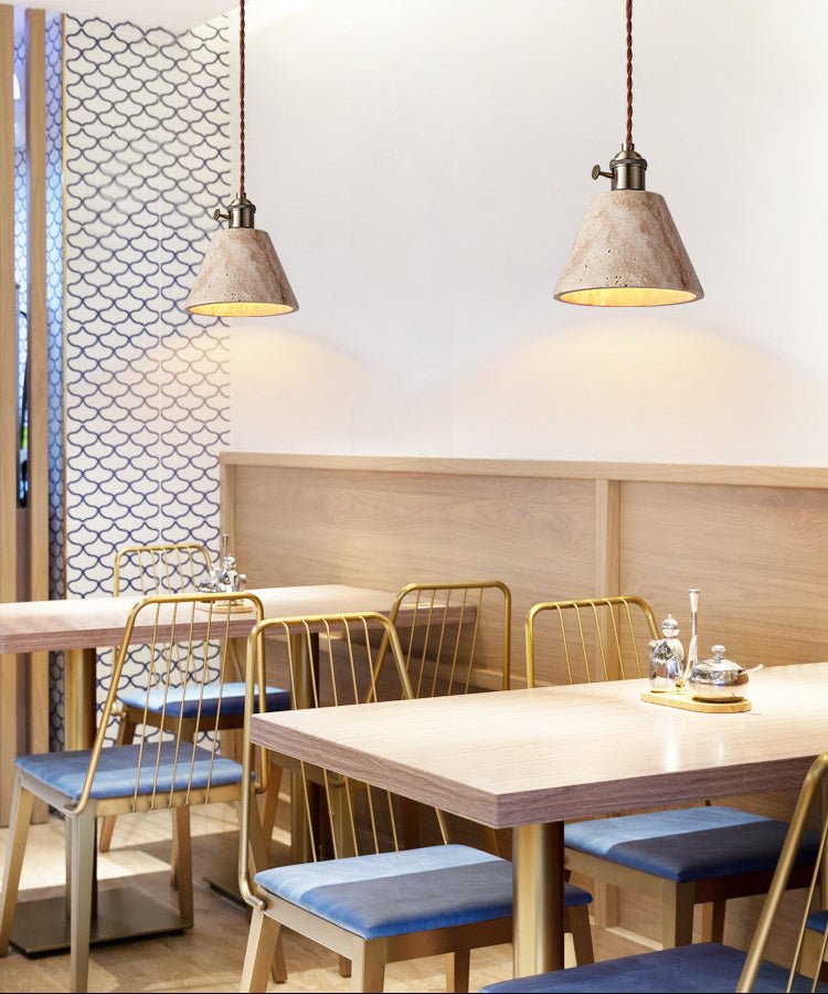 Ralv Minimalistisch Geel Travertin Hanglamp Set