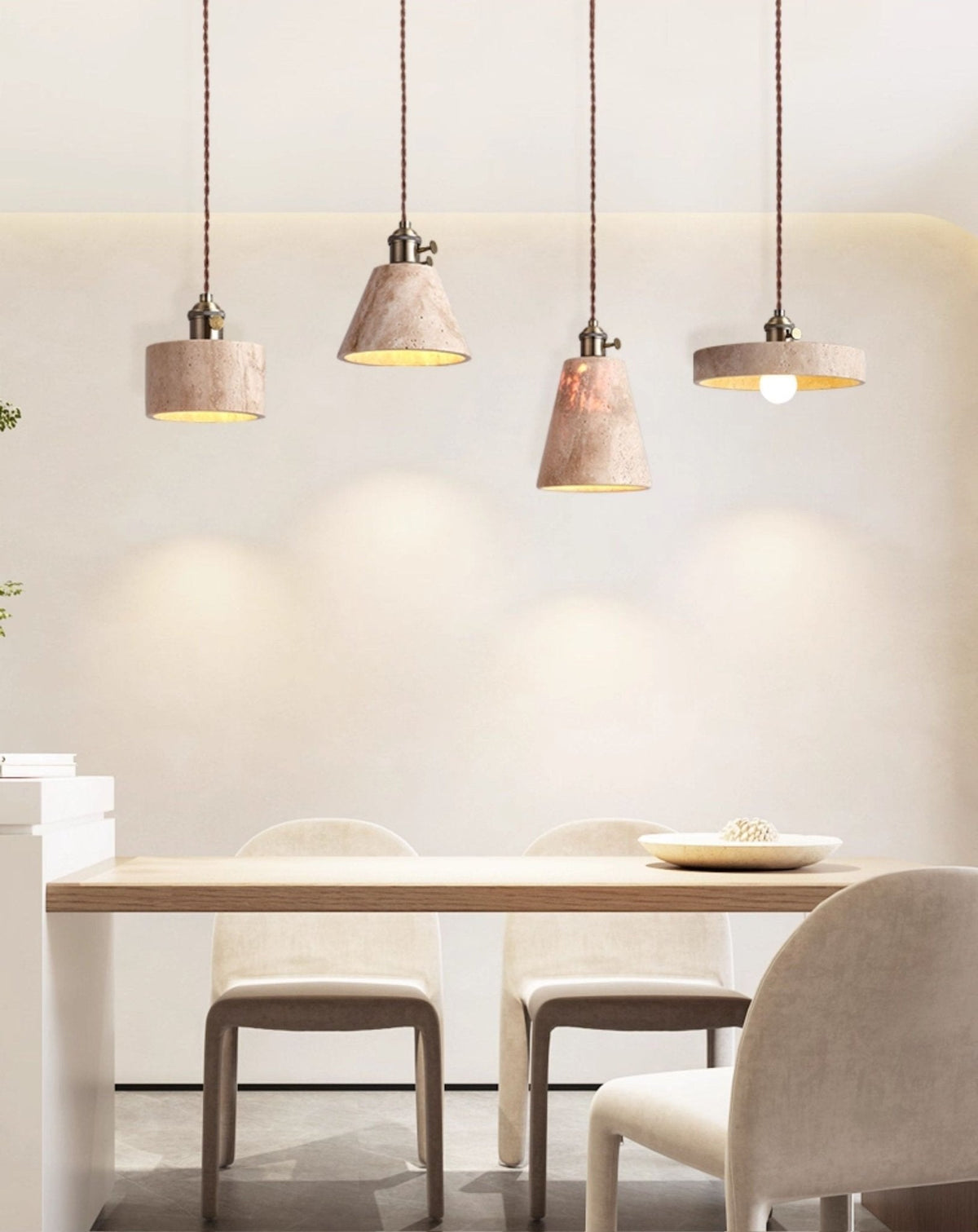 Ralv Minimalistisch Geel Travertin Hanglamp Set