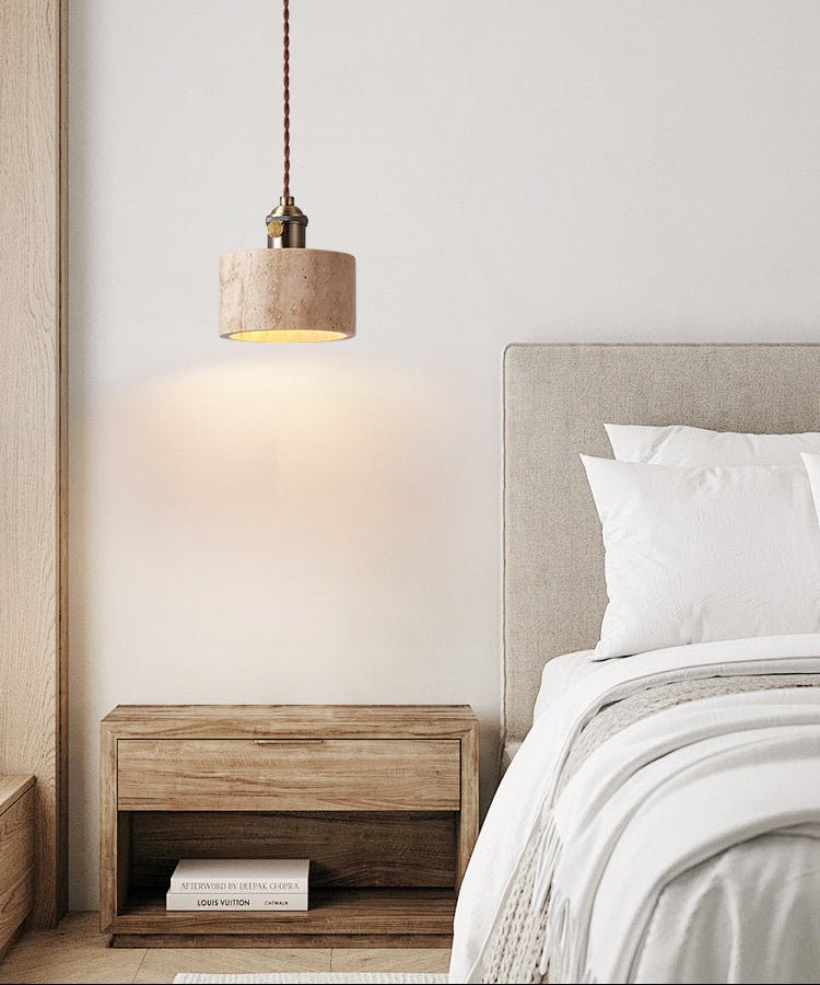 Ralv Minimalistisch Geel Travertin Hanglamp Set