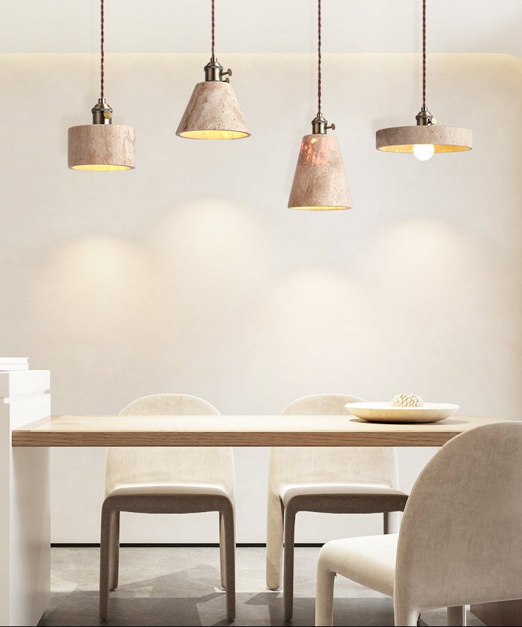 Ralv Minimalistisch Geel Travertin Hanglamp Set