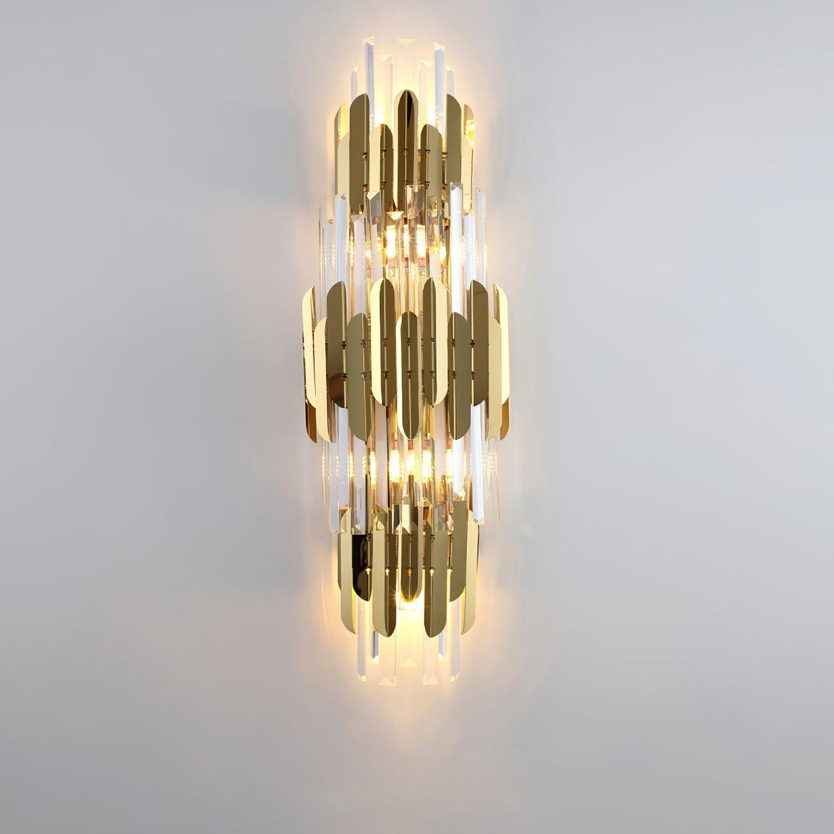 Elyoaria wandlamp met drie lagen kristal in Nordic-art stijl