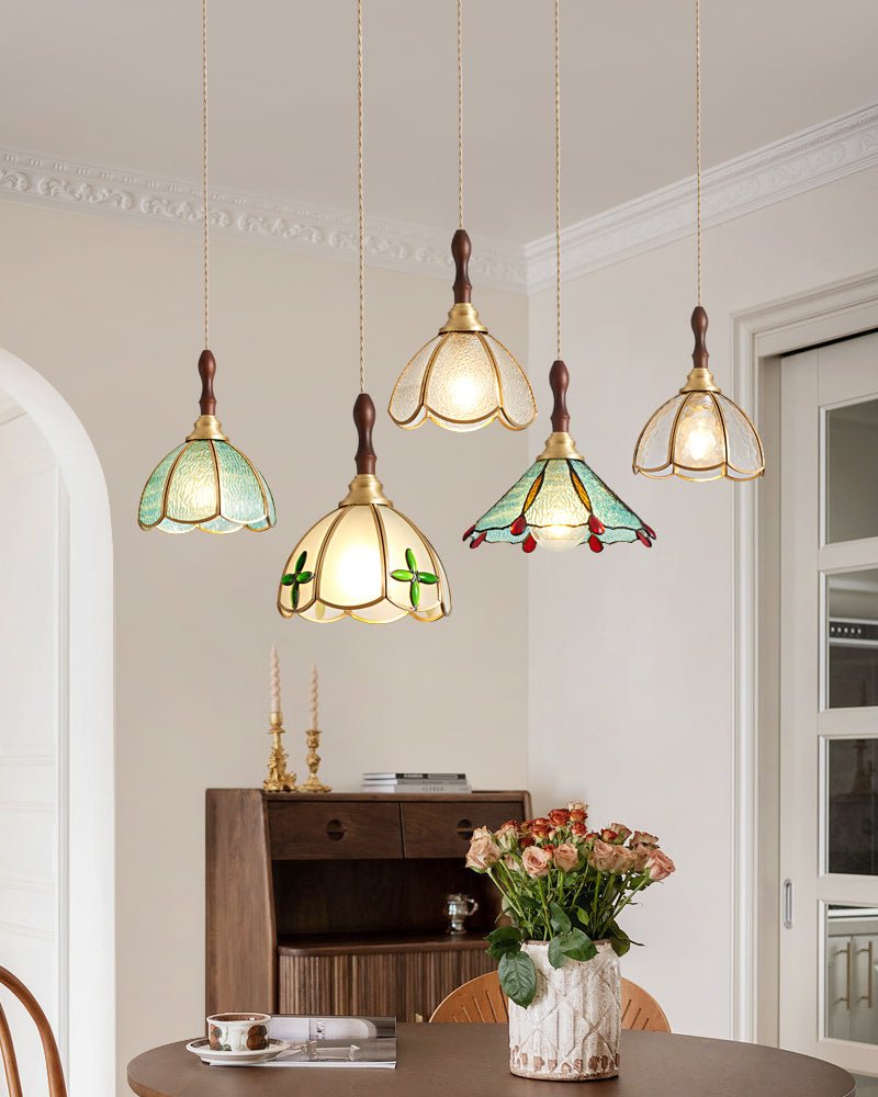 Floraner hanglamp van messing en glas