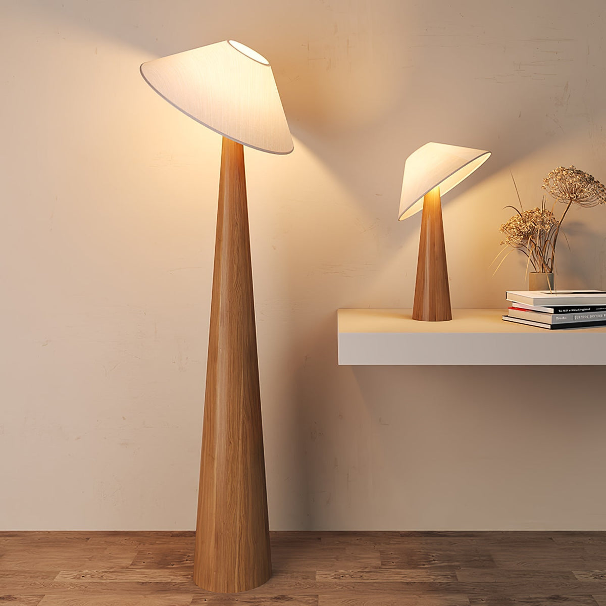Vosile sculpturale tafellamp van hout