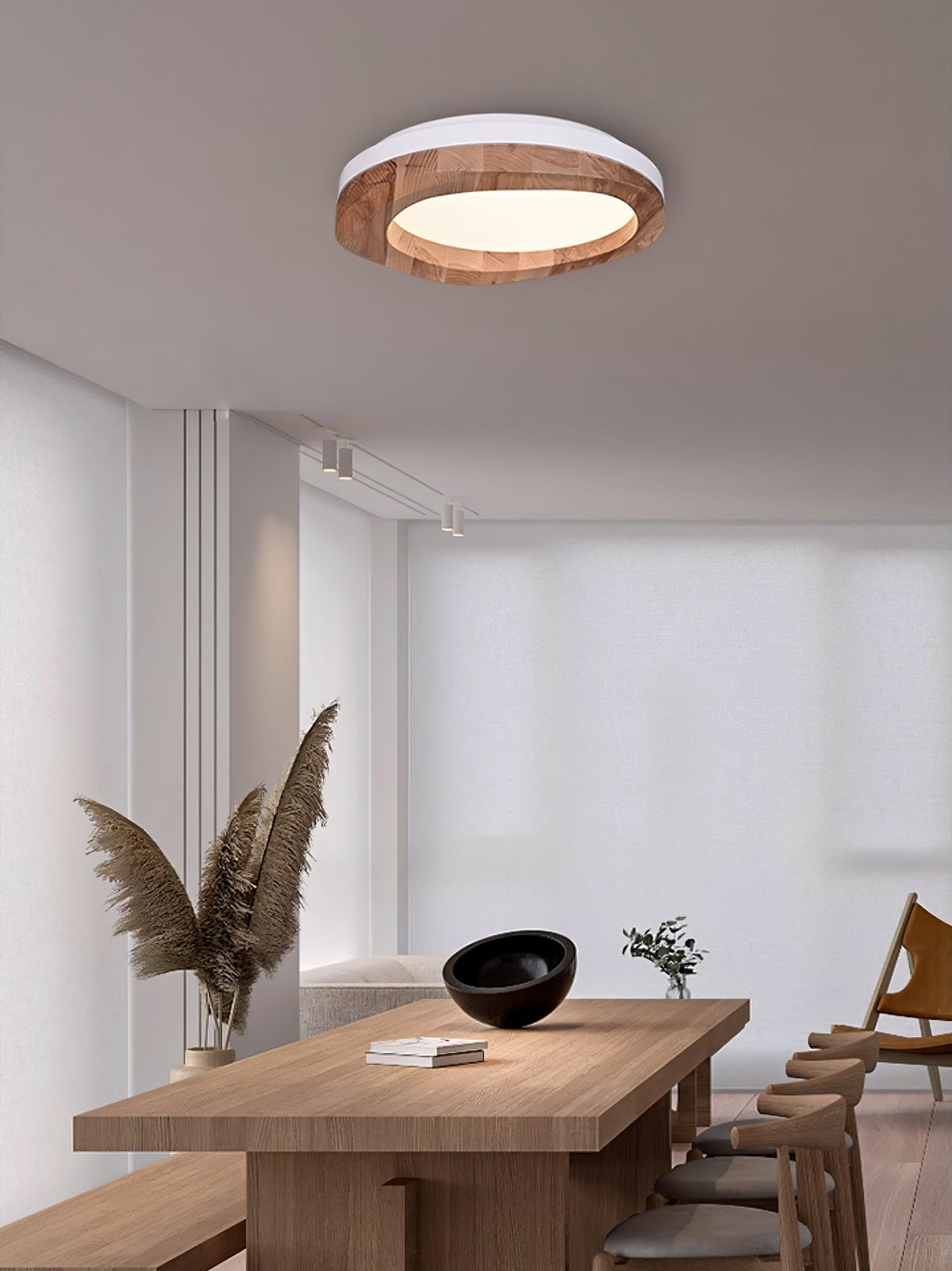 Artalis walnoothout vlakke plafondlamp