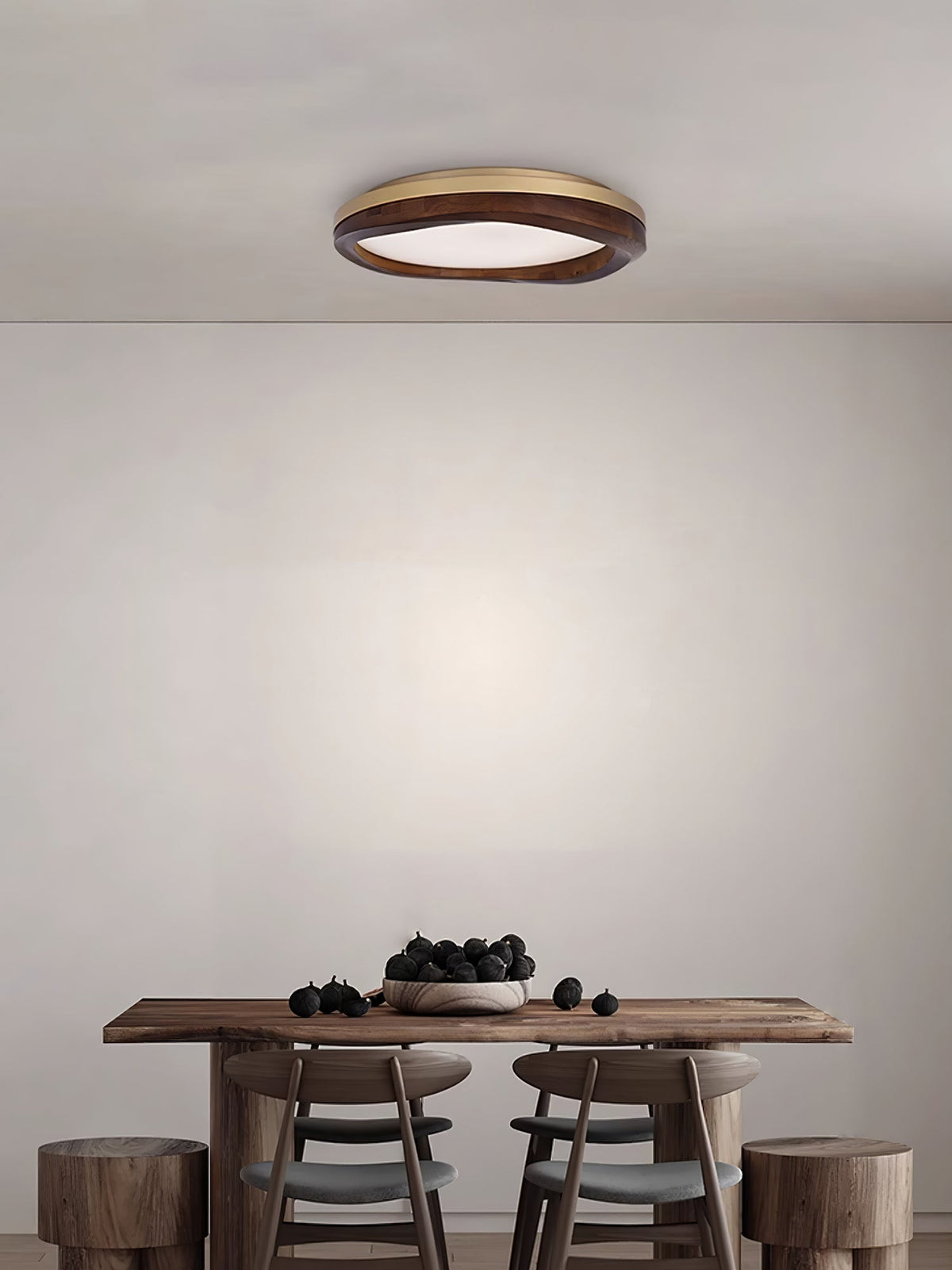 Artalis walnoothout vlakke plafondlamp