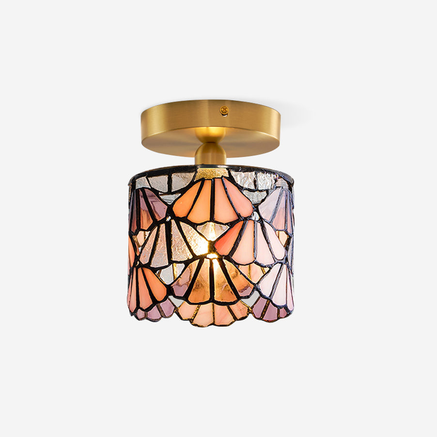 Rosavine Tiffany geëmailleerd glas semi-vlakke plafondlamp