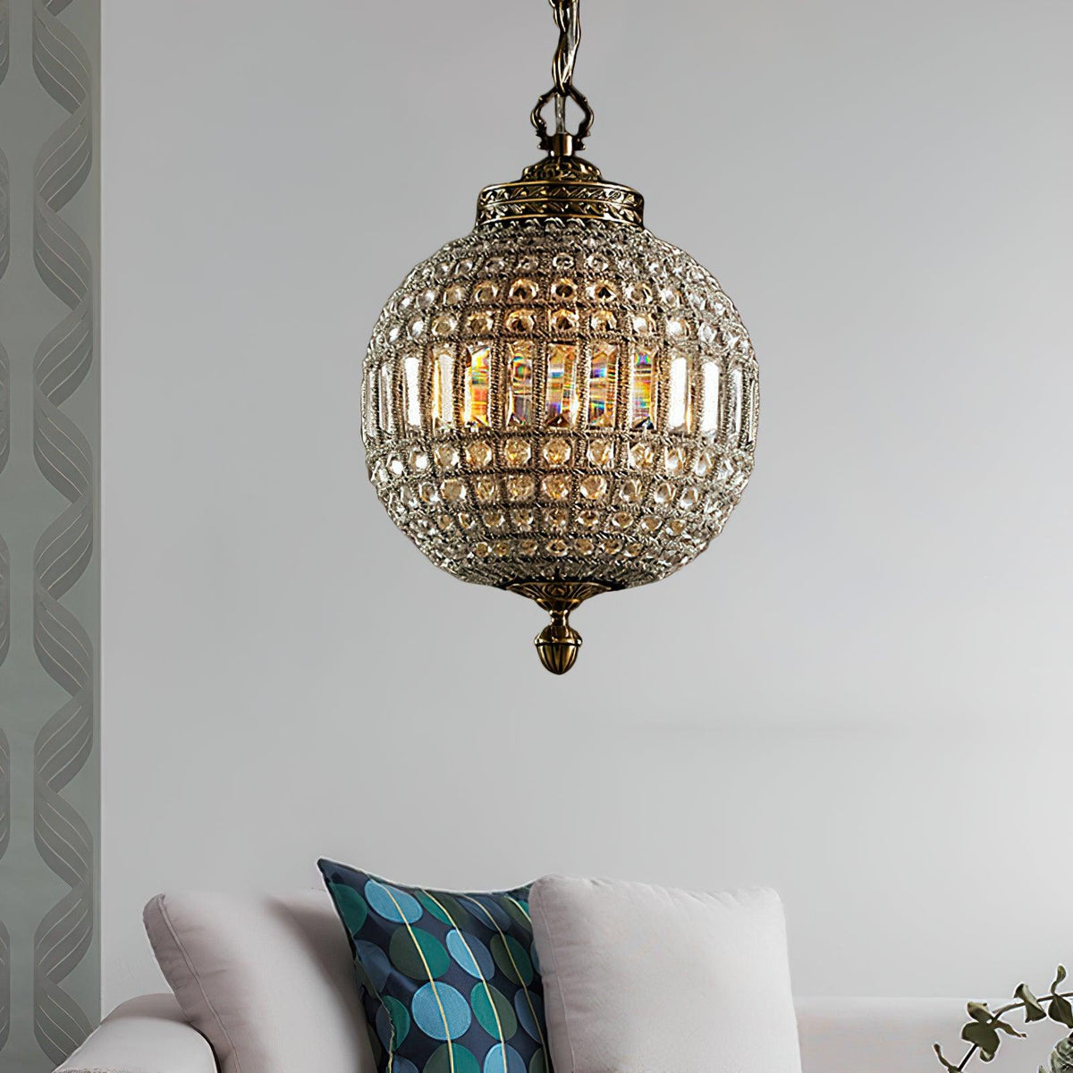 Elyinissa Kroonluchter Goud bollen Kristal Vintage