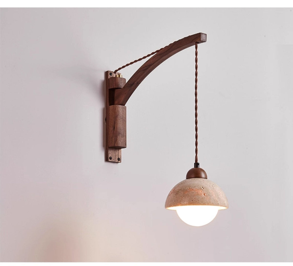 travertin wandlamp met zwenkarm