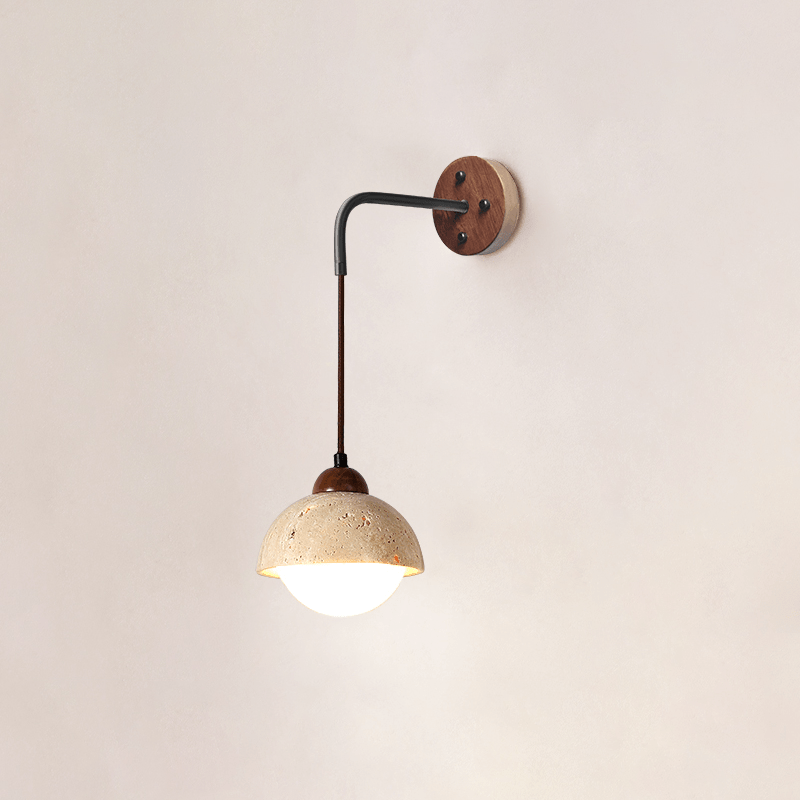 travertin wandlamp met zwenkarm
