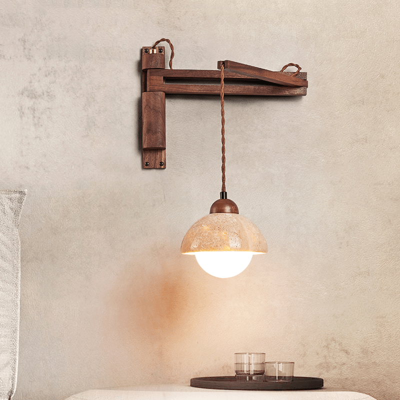 travertin wandlamp met zwenkarm