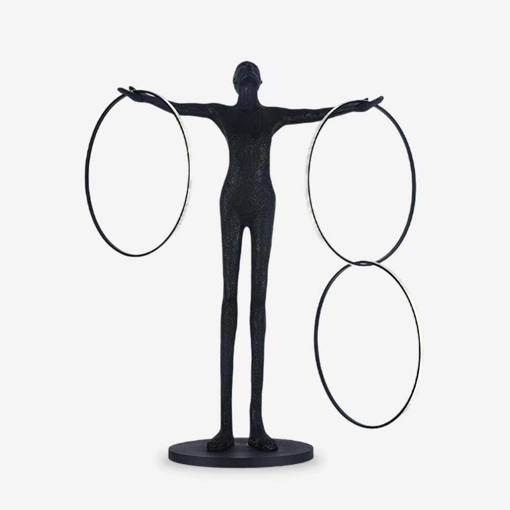 Eclipsa Dual-Ring Sculptural Zwart vloerlamp