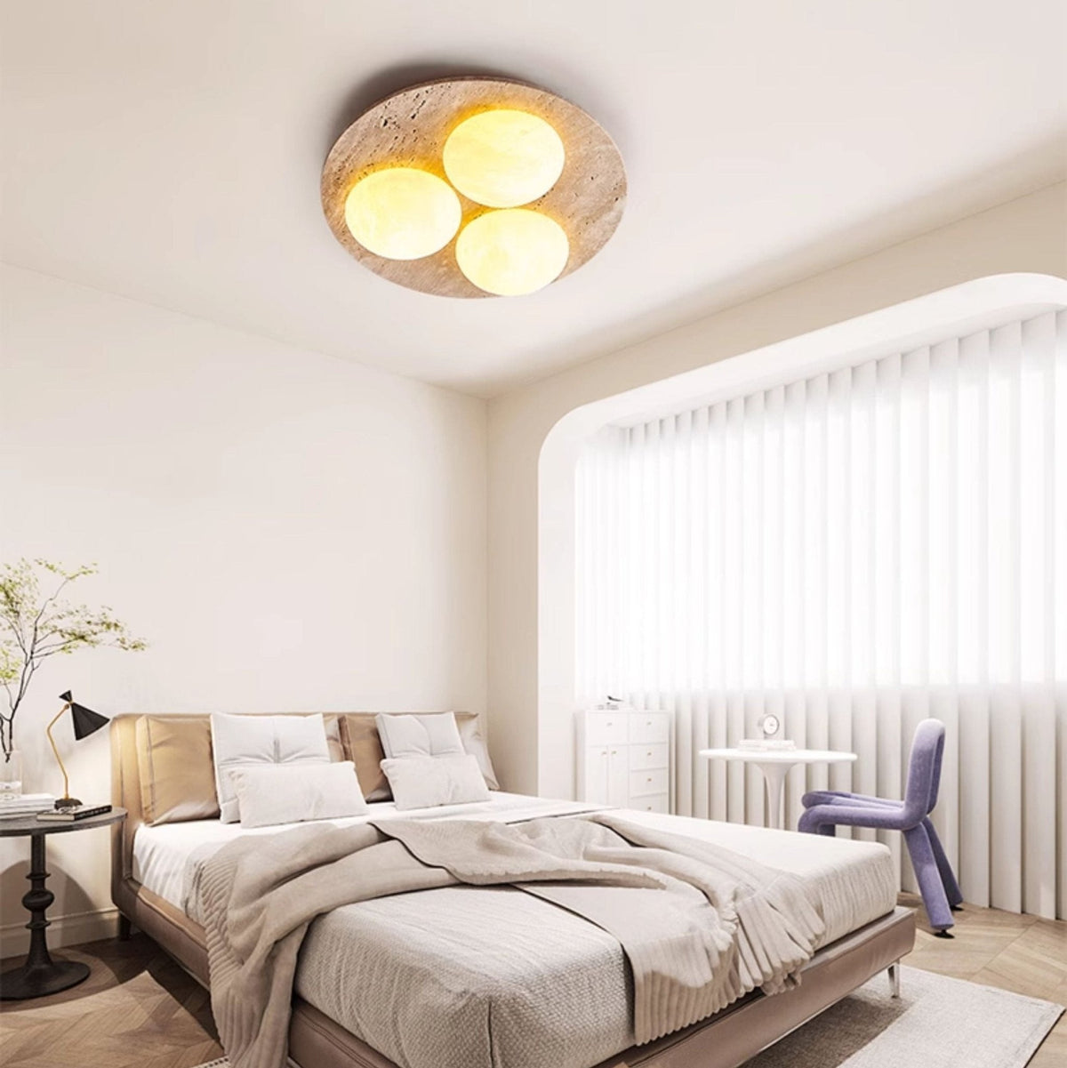 Trio travertin plafondlamp