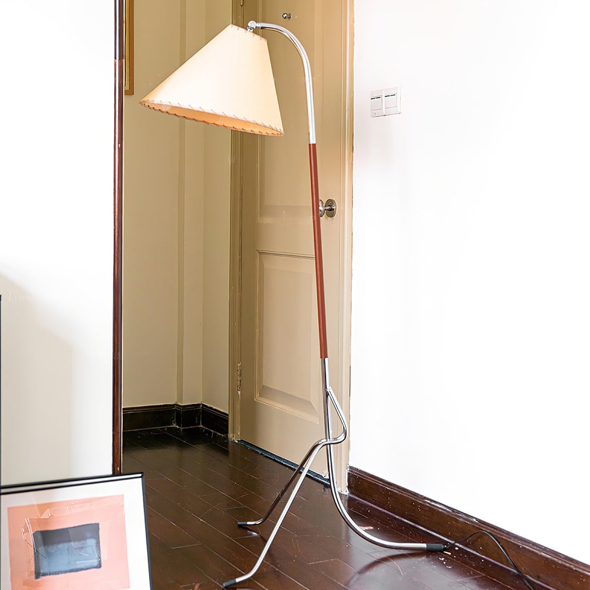 Lysandir gebogen houten vloerlamp