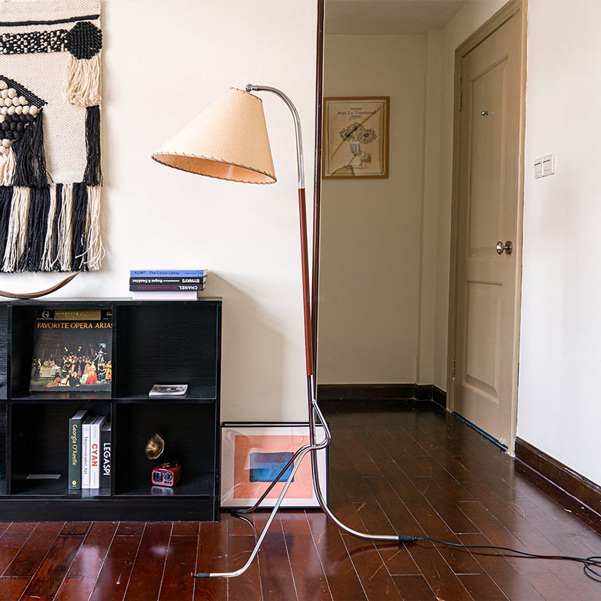 Lysandir gebogen houten vloerlamp