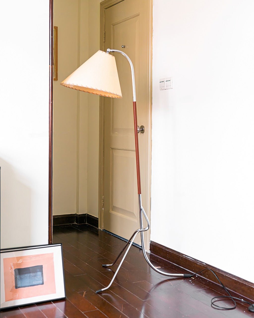 Lysandir gebogen houten vloerlamp