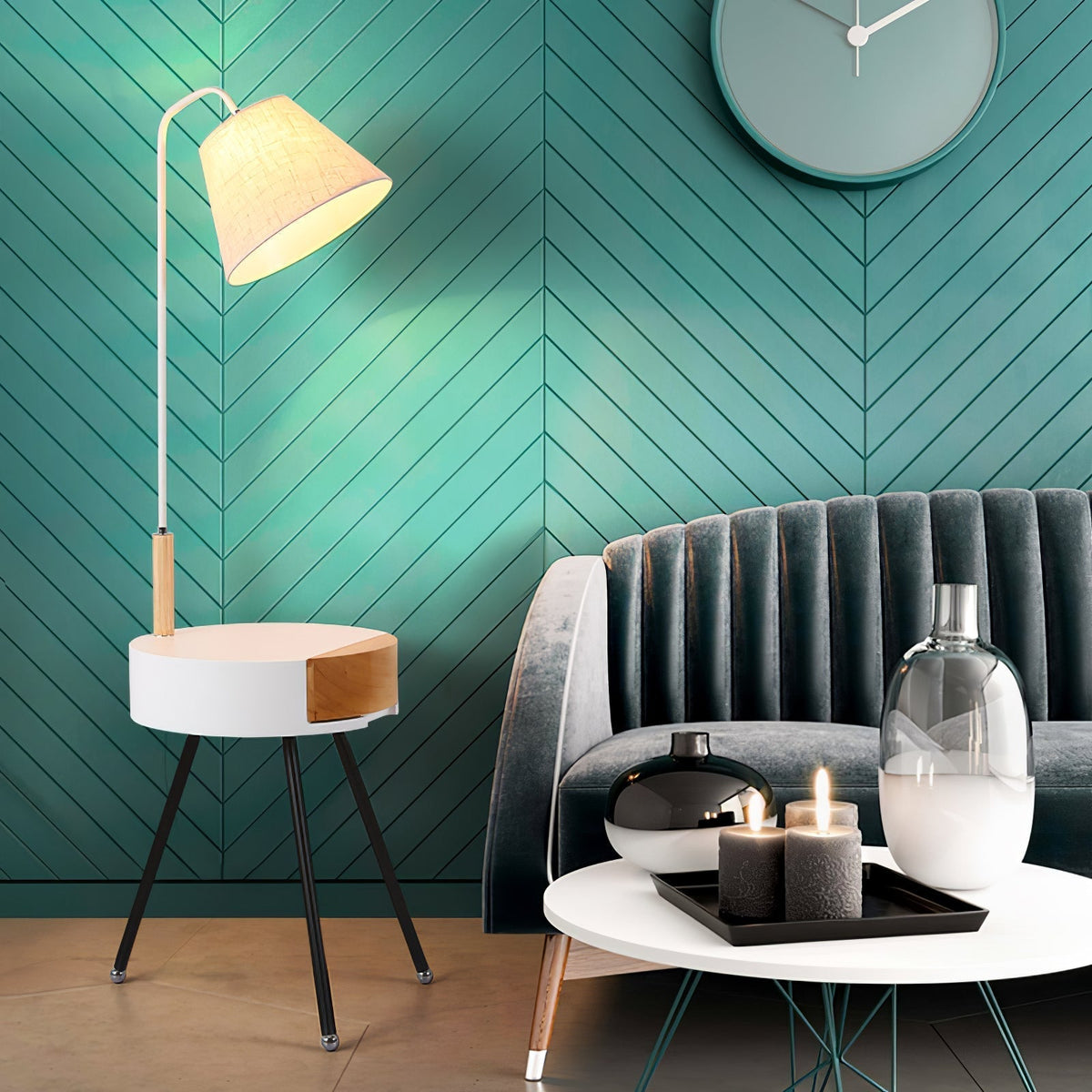 Lumo driepoot vloerlamp van linnen