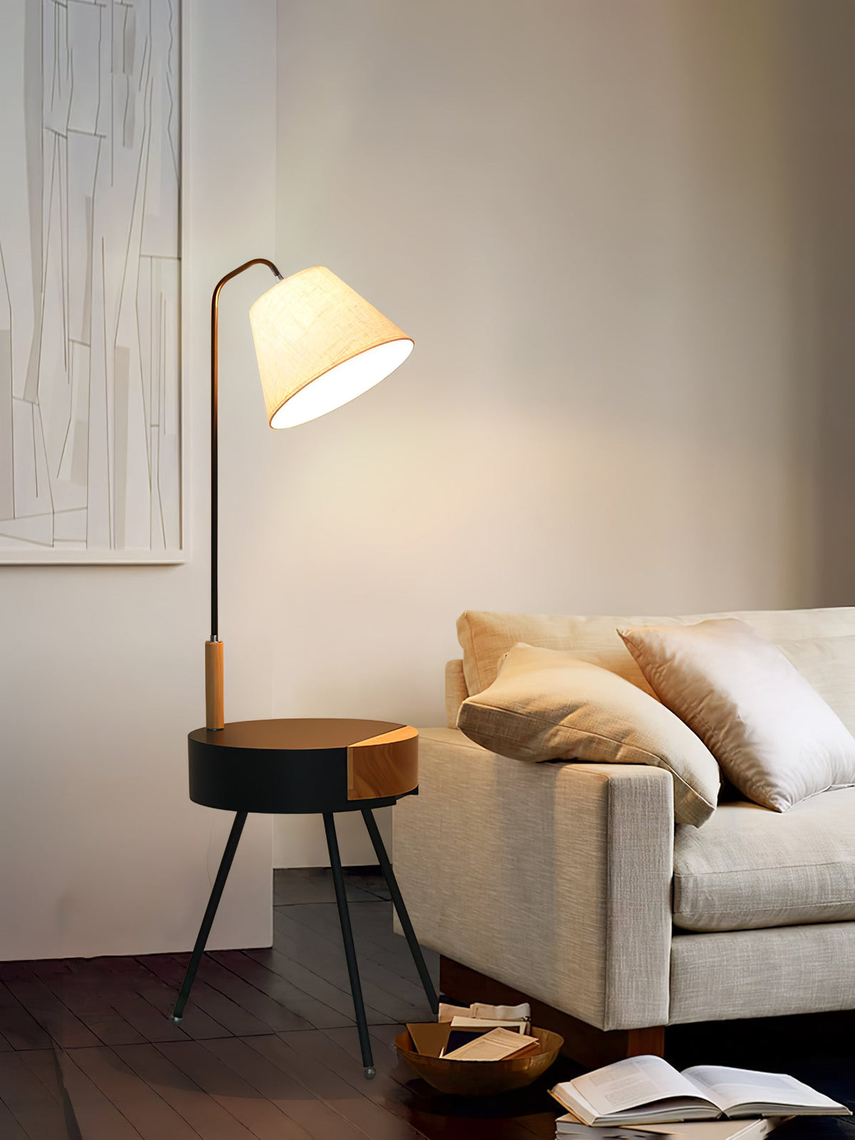 Lumo driepoot vloerlamp van linnen