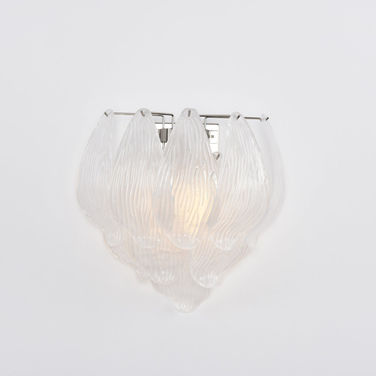 Lioriniella wandlamp Murano-glasbladeren met bloemblaadjes in cascaderende lagen met mat glas