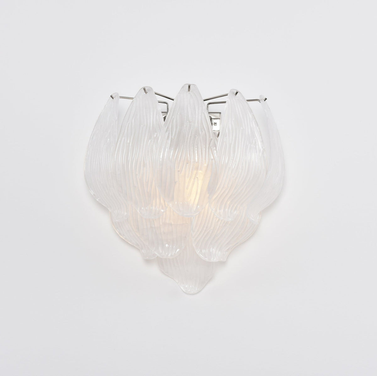 Lioriniella wandlamp Murano-glasbladeren met bloemblaadjes in cascaderende lagen met mat glas