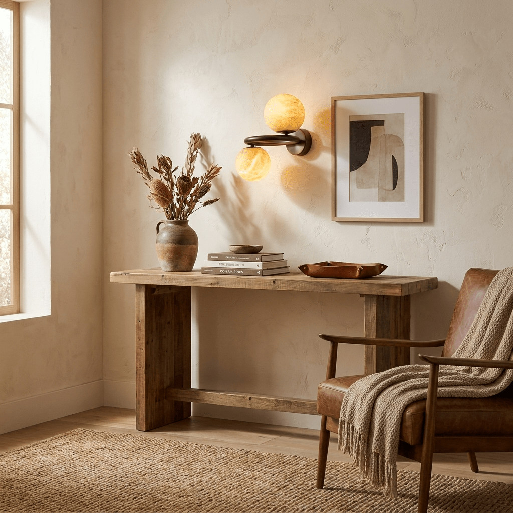 Two bollen albasten wandlamp