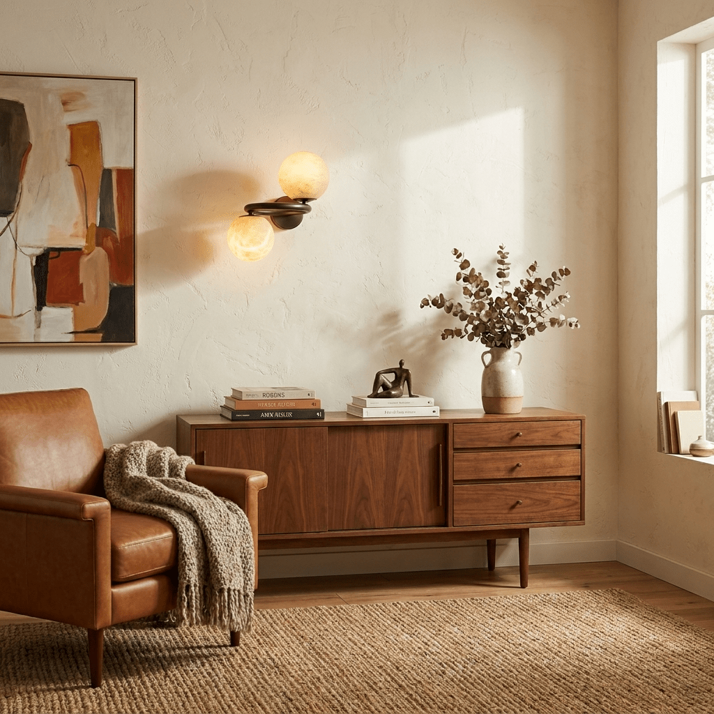 Two bollen albasten wandlamp
