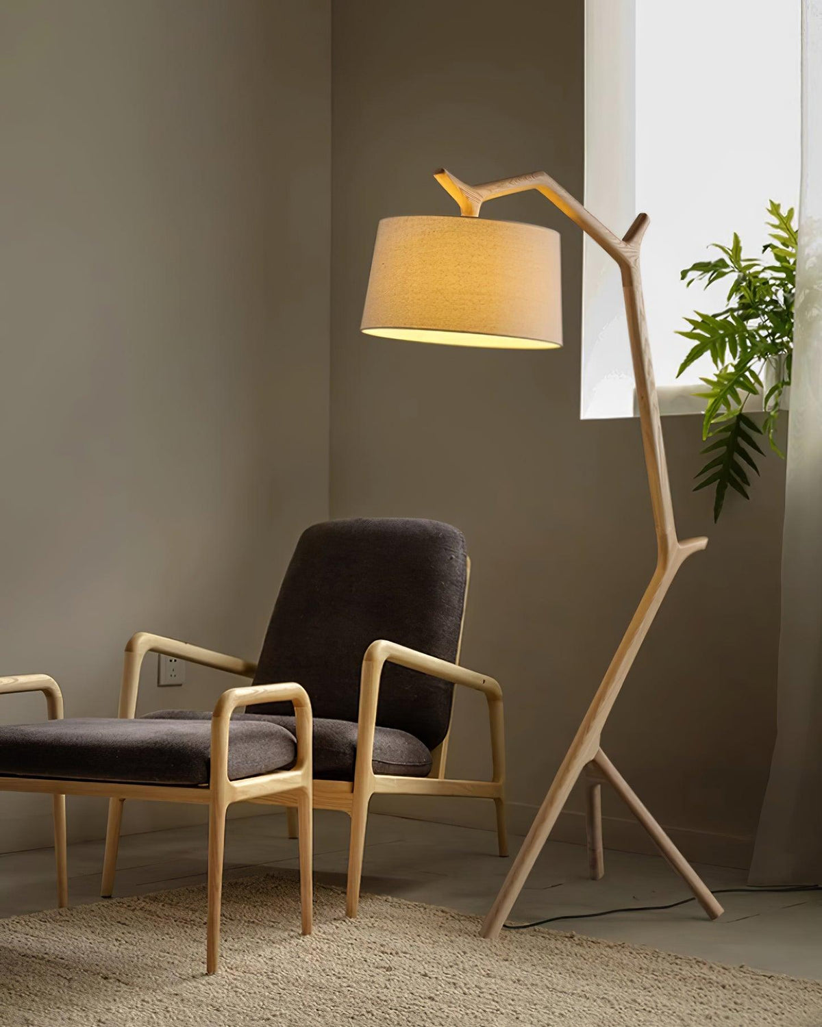 Ulmiril Rustic Houten vloerlamp