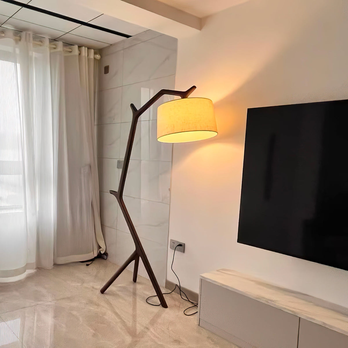 Ulmiril Rustic Houten vloerlamp