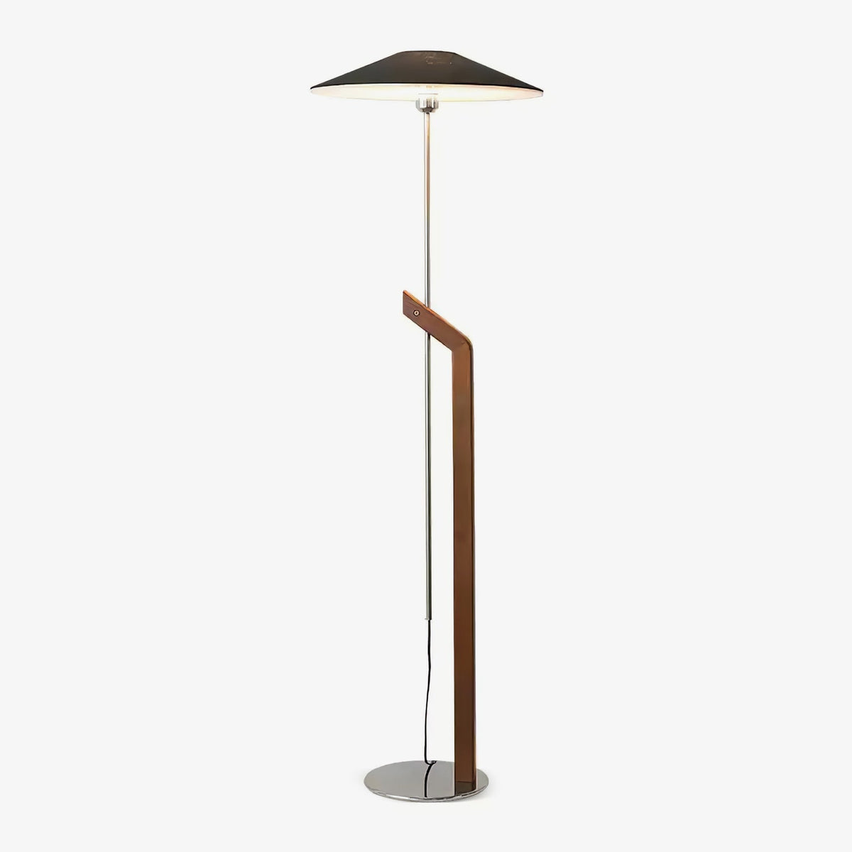 Lumorine Moderne vloerlamp met parapluhoofd in walnootkleur