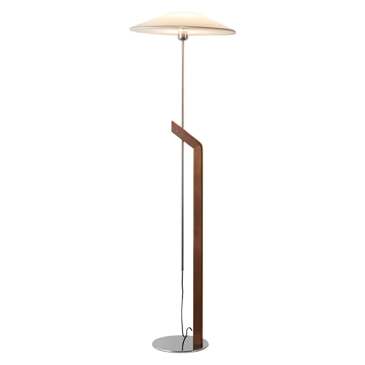 Lumorine Moderne vloerlamp met parapluhoofd in walnootkleur