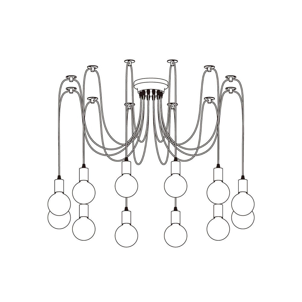 Alessio Retro Design Country Spider LED Hanglampen Metaal Zwart/Wit