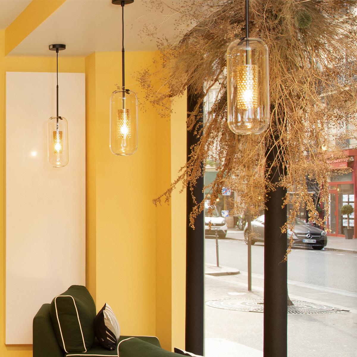 Sypharil Minimalistische hanglamp met glas