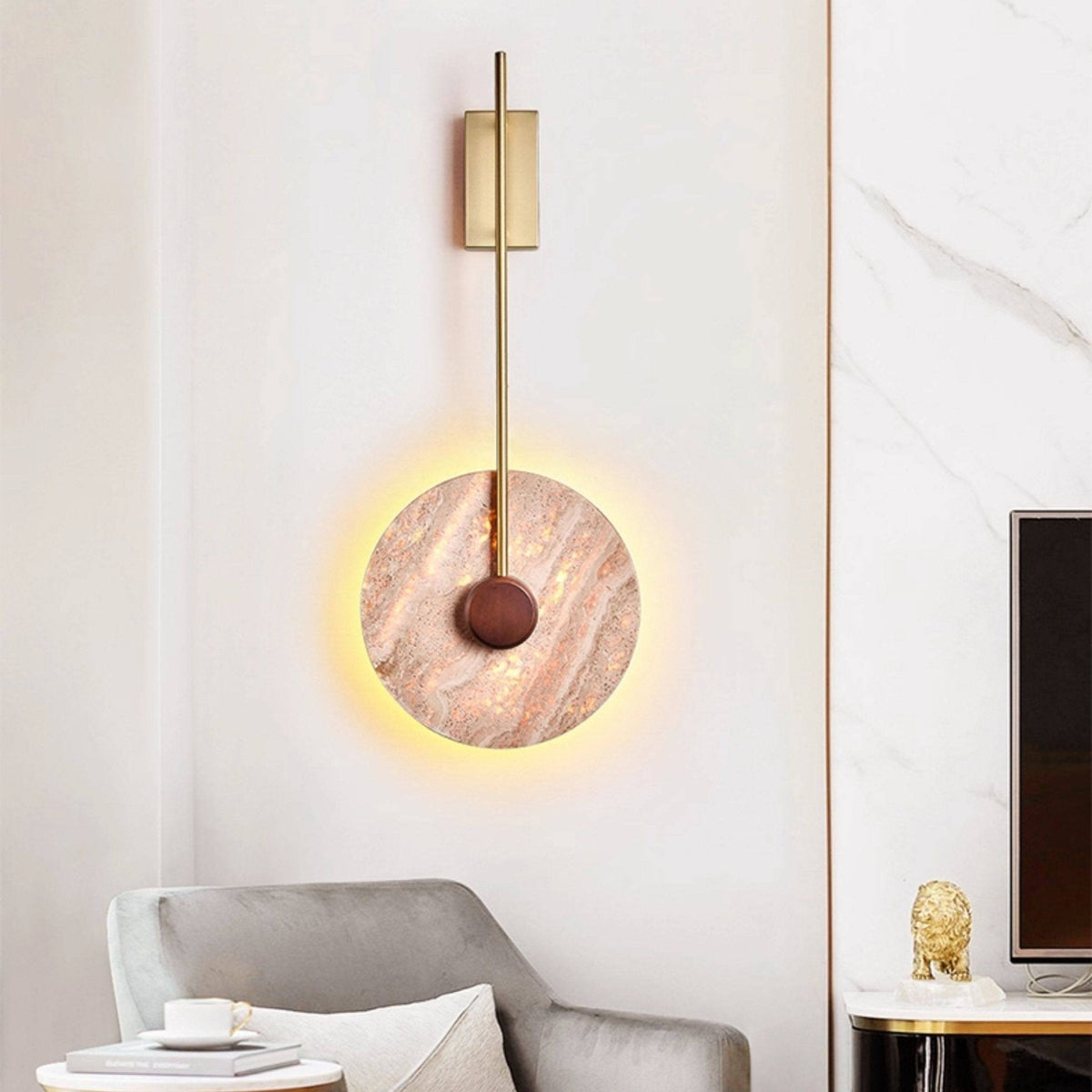 Solven wandlamp van travertin