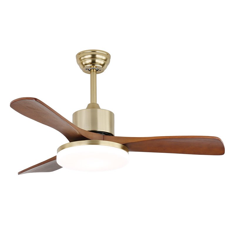 Elveora Moderne plafondventilator met verlichting van messing en walnoothout