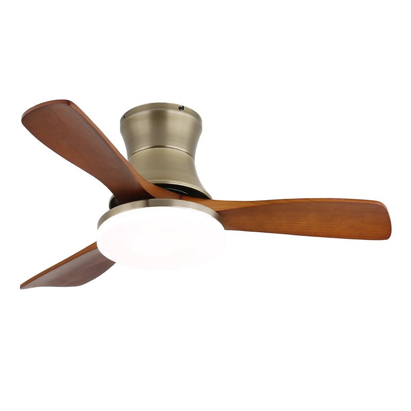 Elveora Moderne plafondventilator met verlichting van messing en walnoothout
