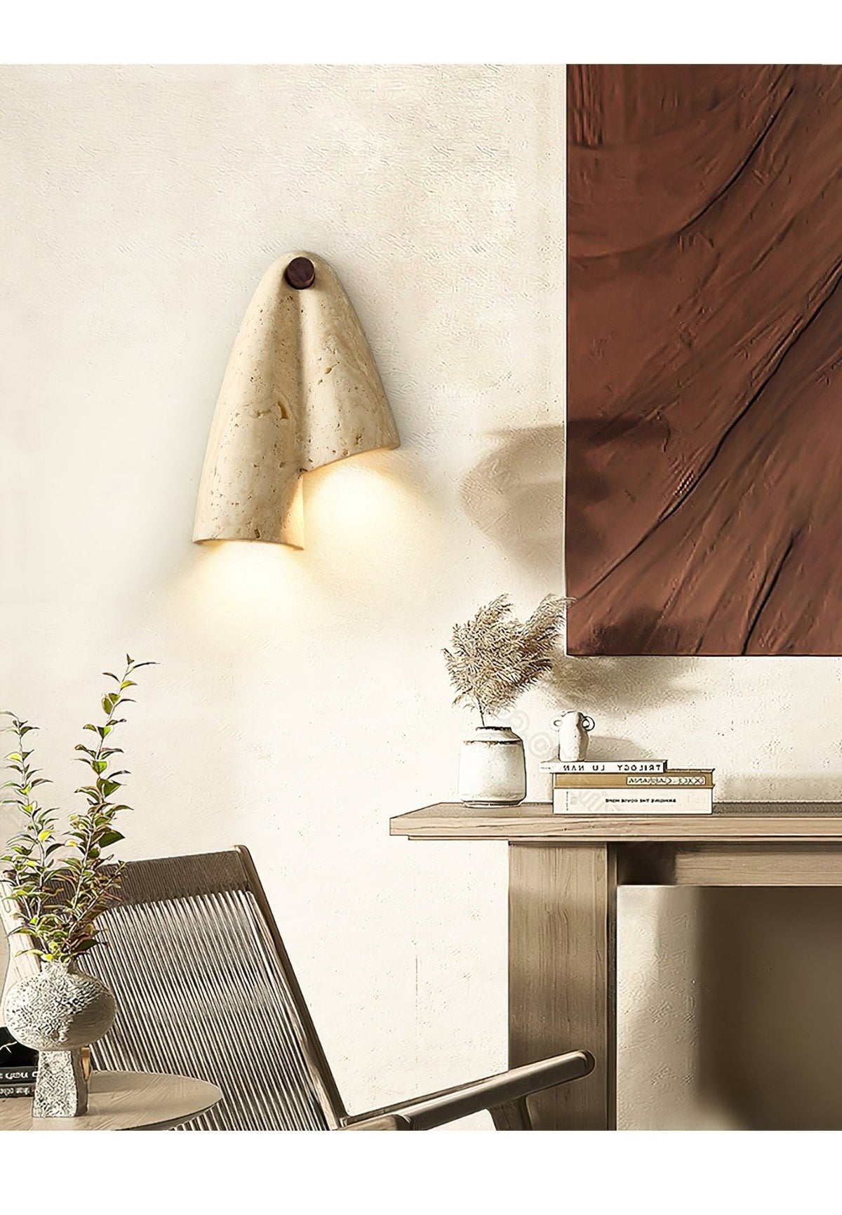 Valeliella wandlamp in travertin