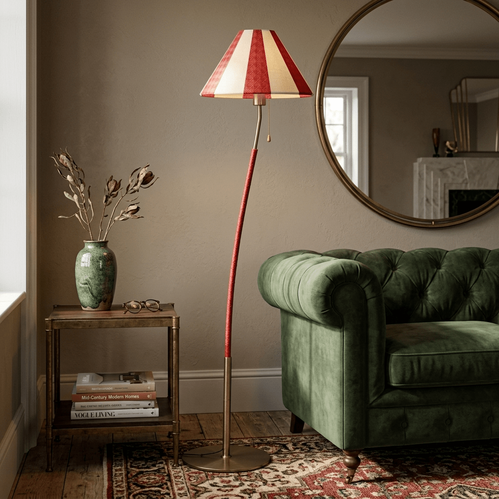 Selorelle gebogen gestreepte vloerlamp