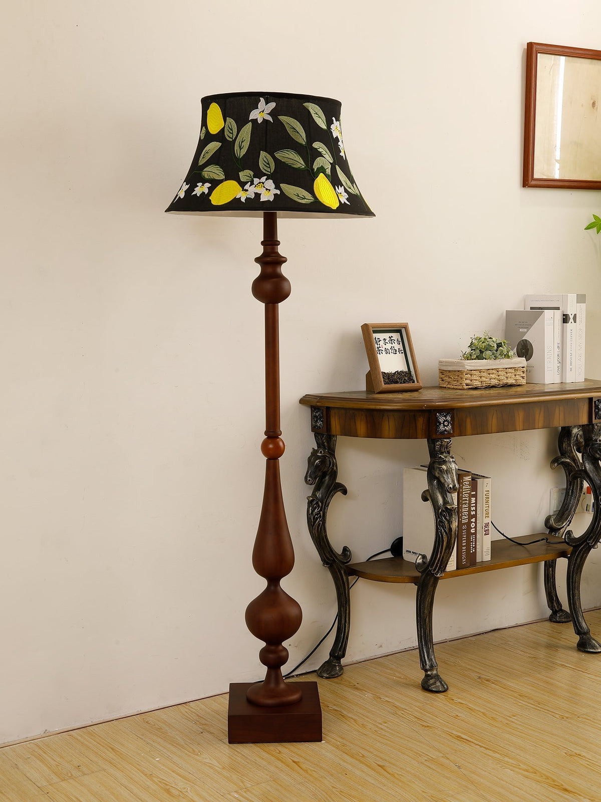 Floren Hout Stoffen Klassieke vloerlamp