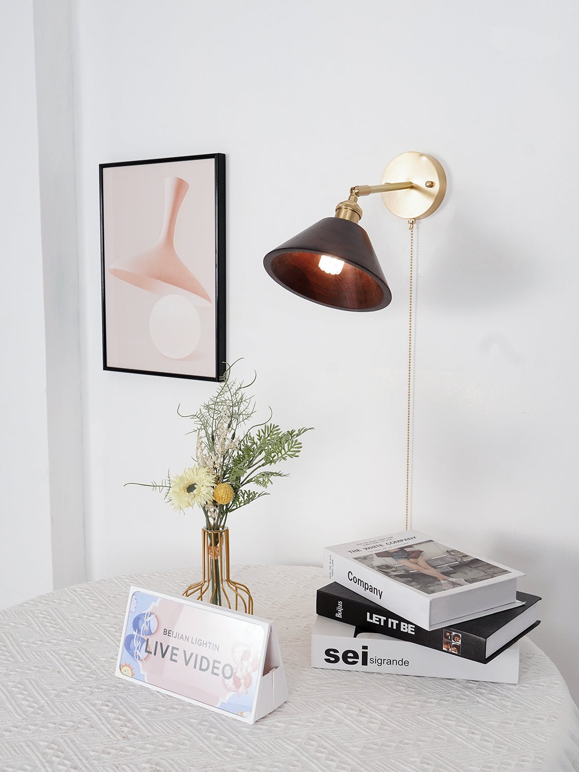 Rasen Vintage wandlamp met Walnoot Houten Kap