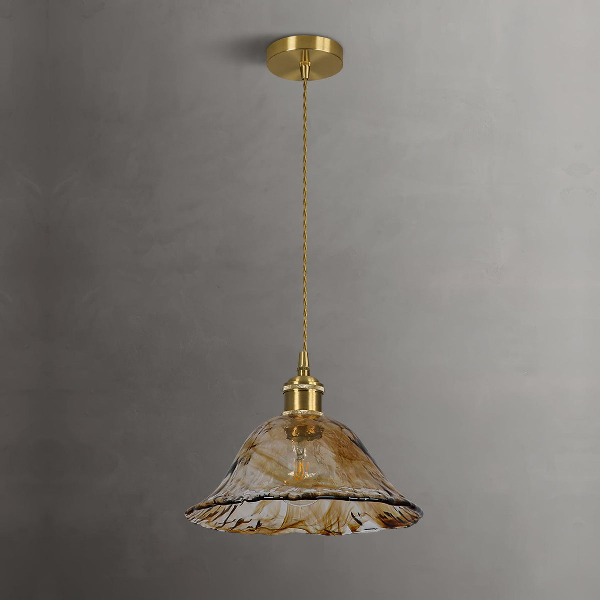 Celirira Vintage hanglamp van bruin glas