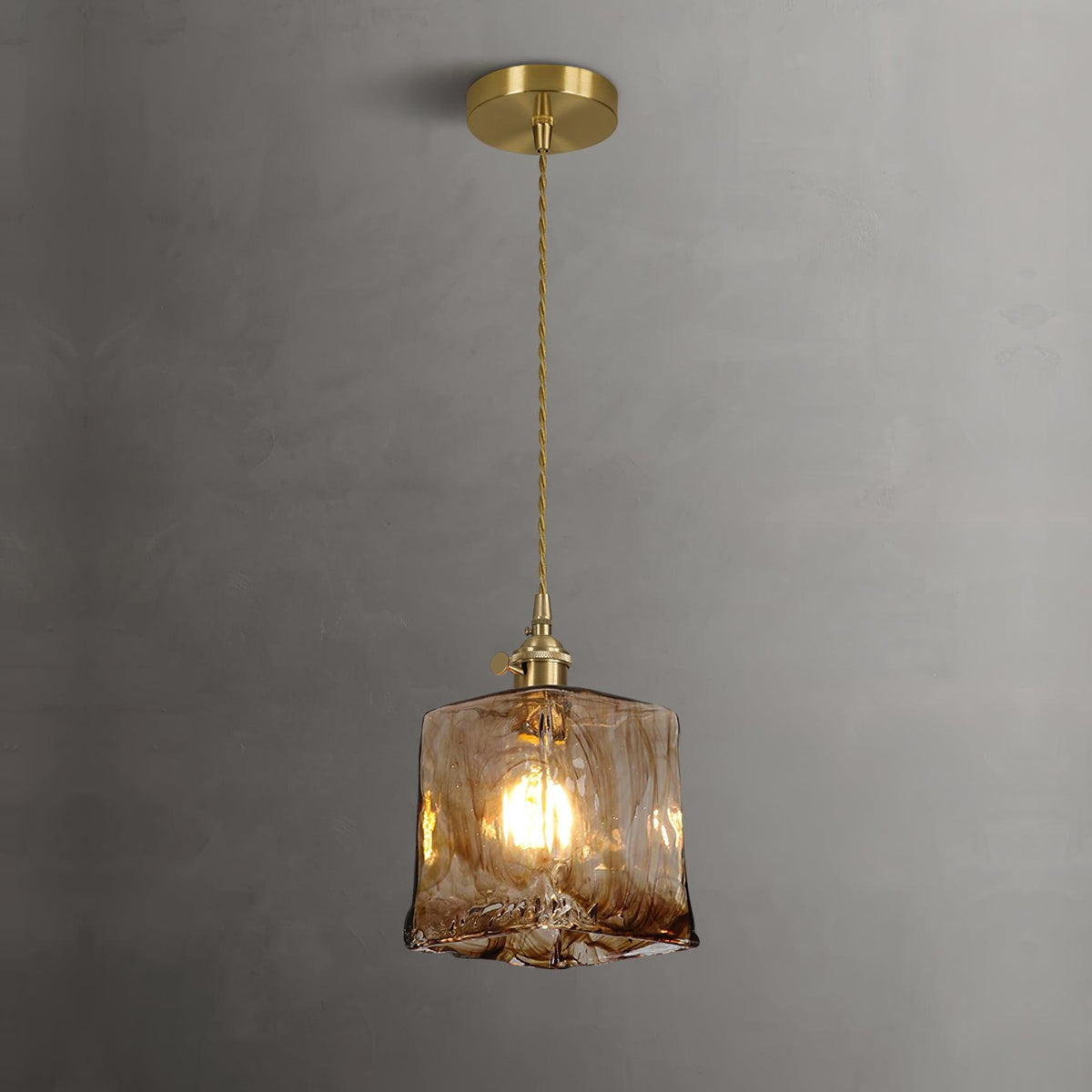 Celirira Vintage hanglamp van bruin glas