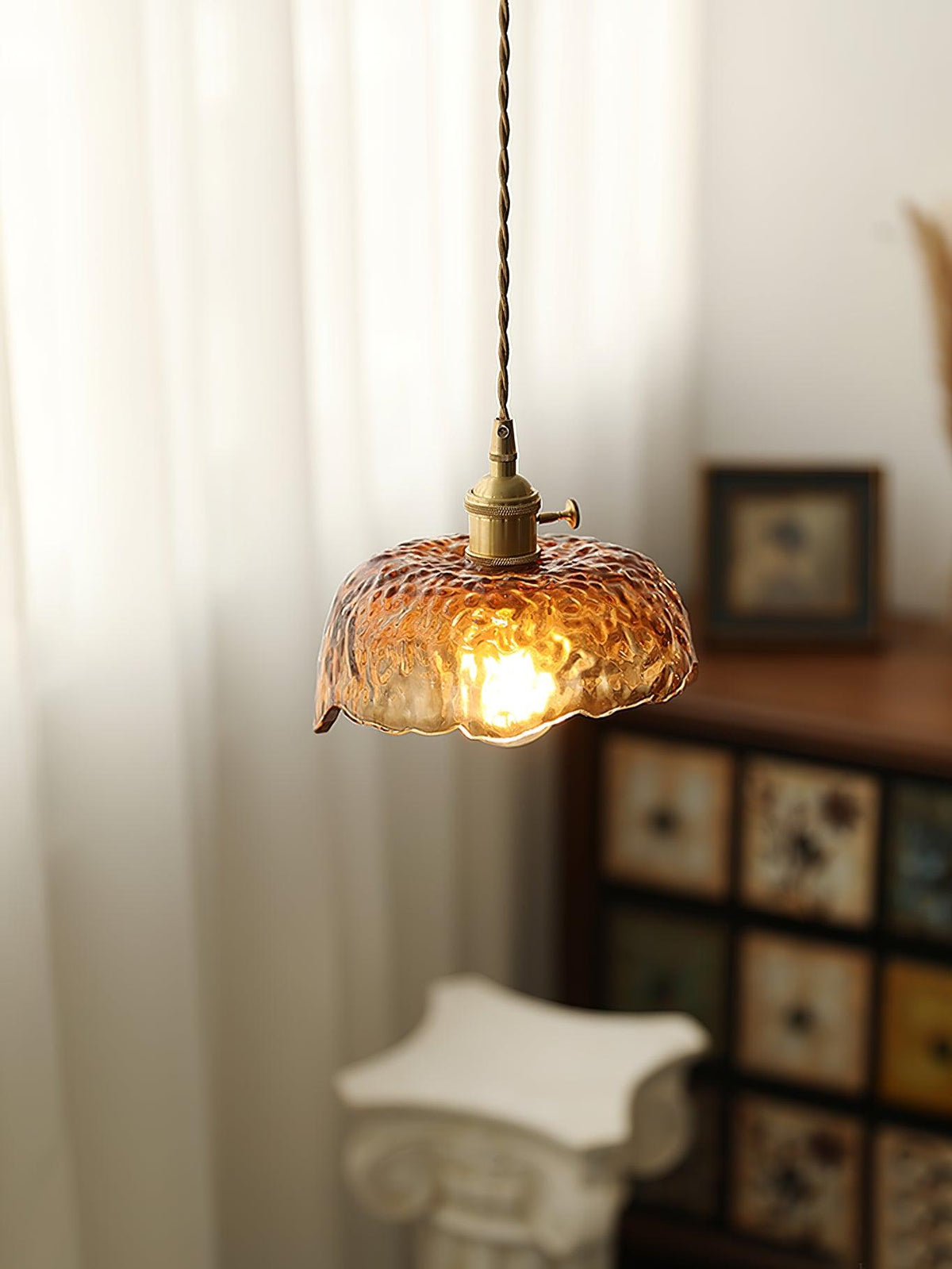 Celirira Vintage hanglamp van bruin glas