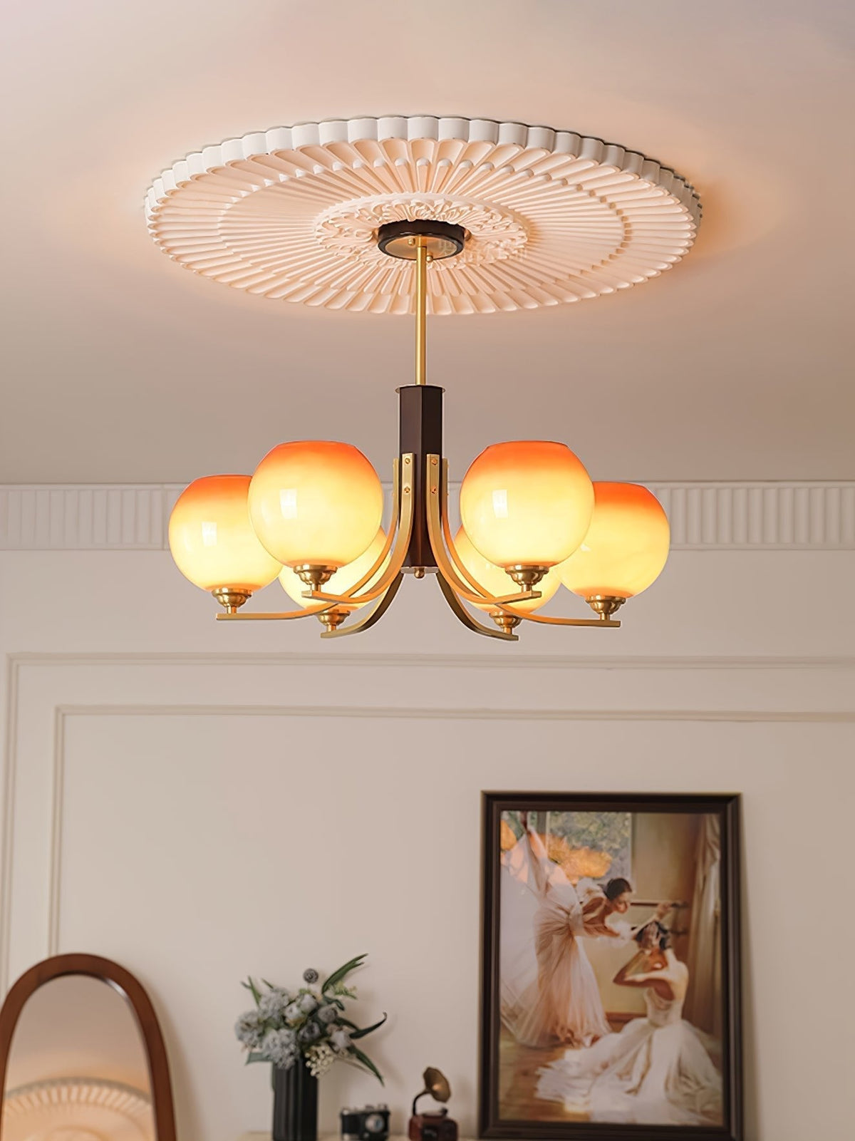 Caliriel Kroonluchter Vintage Caramel bollen
