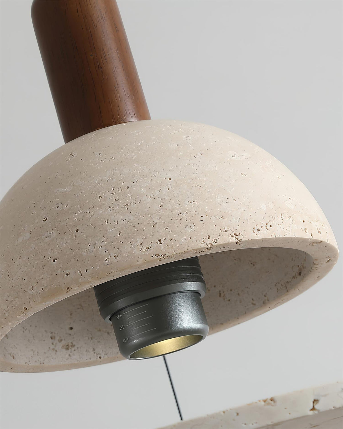 Valenise hanglamp met koepel en ring in travertin
