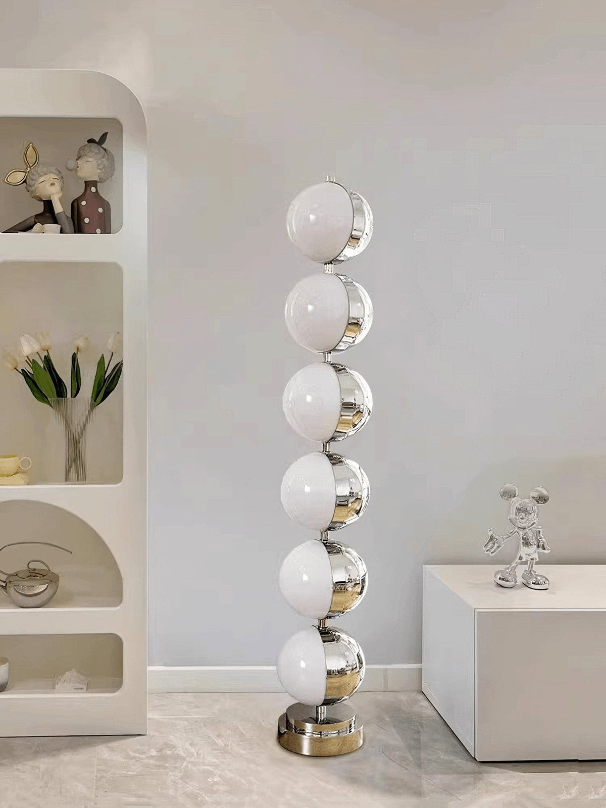 Boen moderne vloerlamp in chrome